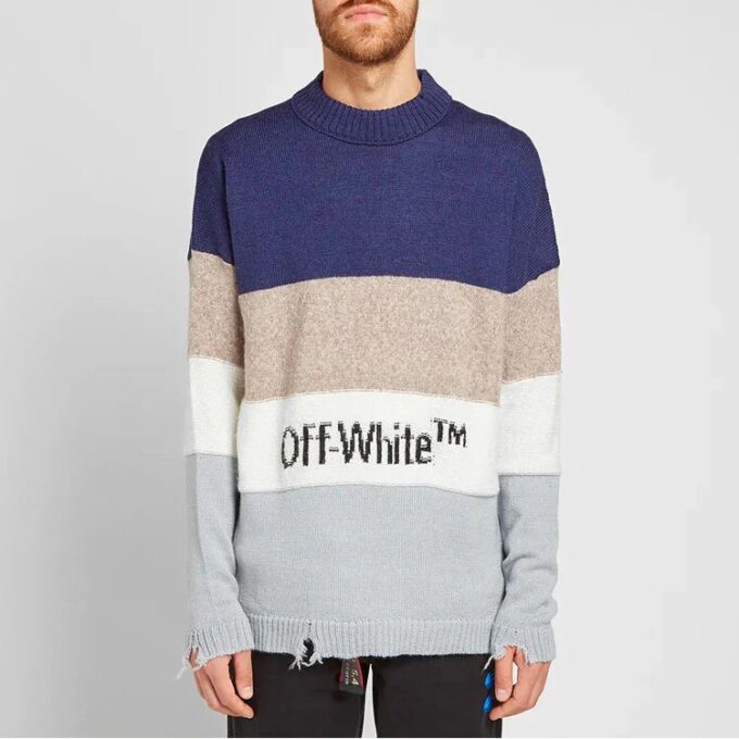 Pull en laine multicolore à col rond