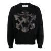 Pull en laine tricoté à motif flèche 3D Off-White pour homme FW21, coupe ample, noir