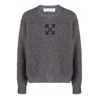 Pull en laine unie à motif Arrows et logo Off-White pour homme, gris Pull en laine unie à motif Arrows et logo Off-White pour homme, gris