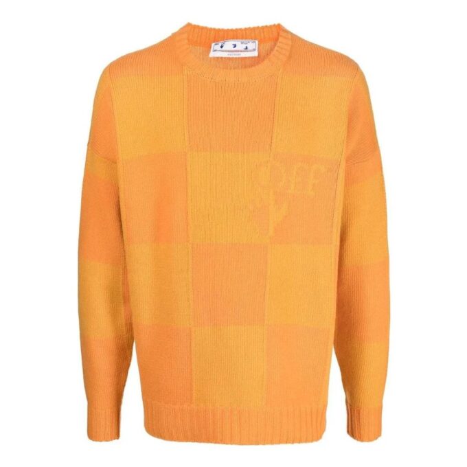 Pull en maille intarsia avec logo en damier