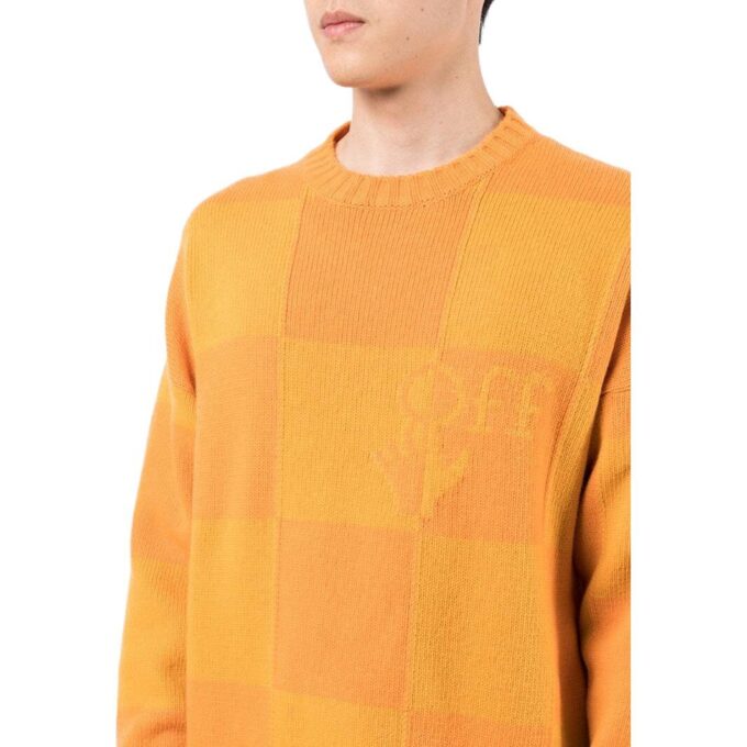 Pull en maille intarsia avec logo en damier