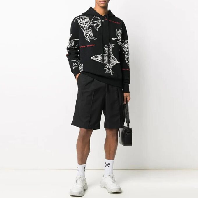 Pull en maille intarsia Off-White pour homme SS21 Noir