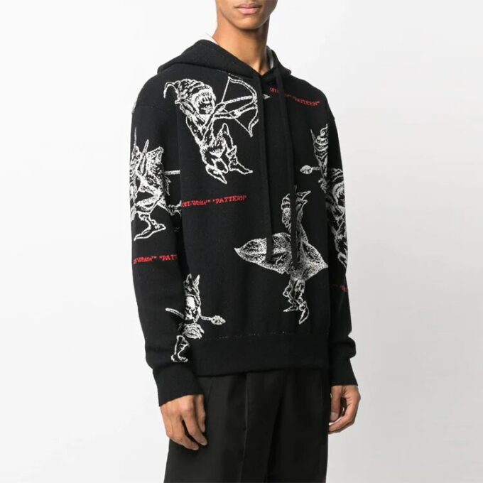 Pull en maille intarsia Off-White pour homme SS21 Noir
