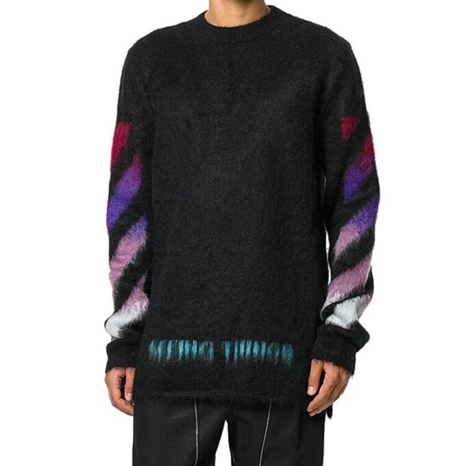 Pull en mohair dégradé pour homme, noir