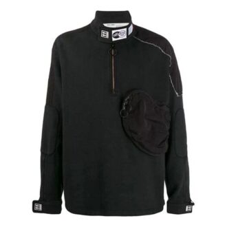 Pull en molleton à demi-fermeture éclair et poche, coupe ample, noir, collection automne-hiver 2021 pour homme Off-White