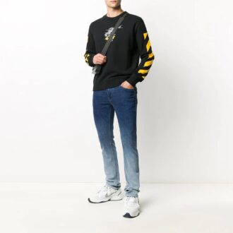 Pull à logo rayé brodé noir