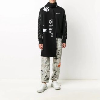 Pull à logo à rayures diagonales pour homme, noir