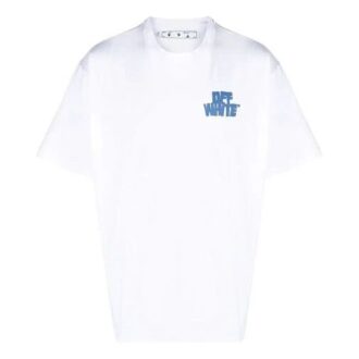Pull à manches courtes ample avec logo imprimé SS21, blanc