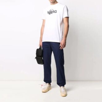 Pull à manches courtes et coupe ample Off-White x Katsu avec imprimé crossover, blanc
