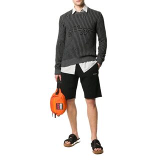 Pull à manches longues en maille intarsia Off-White pour homme, gris