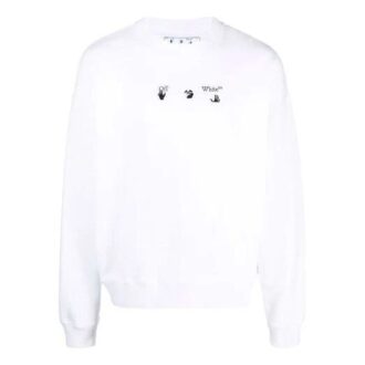 Pull à manches longues et coupe ample Off-White pour homme FW21 avec logo imprimé, blanc
