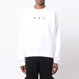 Pull à manches longues et coupe ample Off-White pour homme FW21 avec logo imprimé, blanc