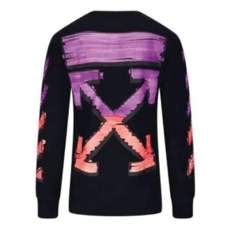 Pull à manches longues noir à rayures diagonales pour homme