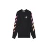 Pull à manches longues noir à rayures diagonales pour homme