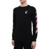 Pull à manches longues noir à rayures diagonales pour homme