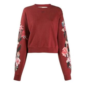 Pull Off-White à imprimé floral bordeaux