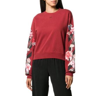 Pull Off-White à imprimé floral bordeaux