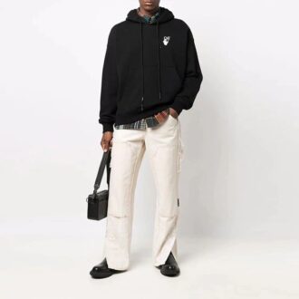 Pull Off-White pour homme FW21 à logo, coupe ample, noir