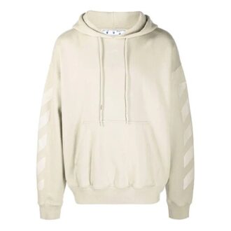 Pull Off-White pour homme FW21 à logo flèche en caoutchouc, coupe ample, beige