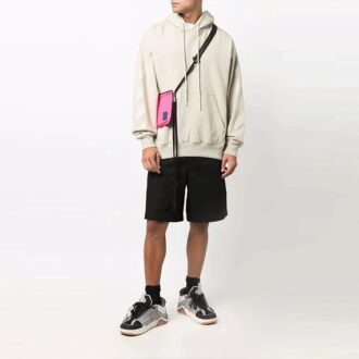 Pull Off-White pour homme FW21 à logo flèche en caoutchouc, coupe ample, beige