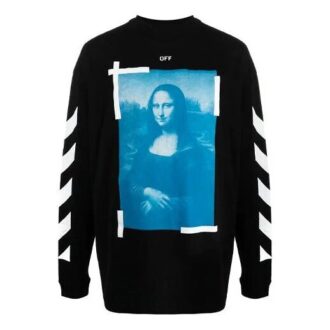 Pull Off-White pour homme SS21 à motif Mona Lisa, noir