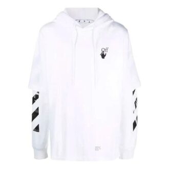 Pull-over Off-White pour homme FW21 à imprimé logo, coupe ample, blanc