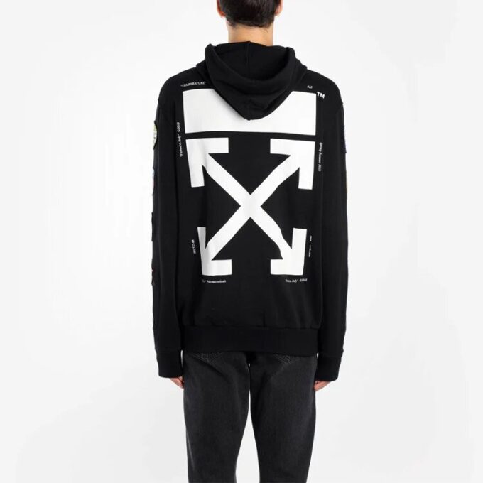Pull-over pour homme en coton à motif Arrows au dos, fermeture éclair, coupe normale