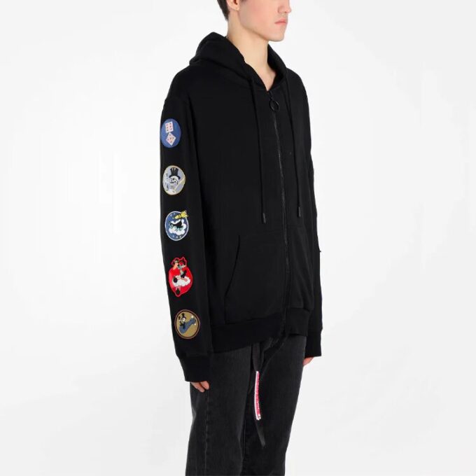 Pull-over pour homme en coton à motif Arrows au dos, fermeture éclair, coupe normale