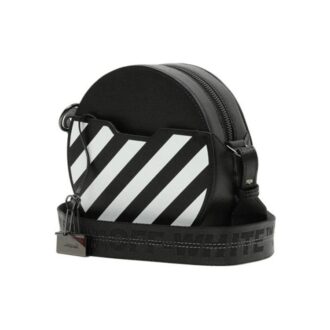 Sac à bandoulière noir circulaire Off-White c/o Virgil Abloh à imprimé rayé