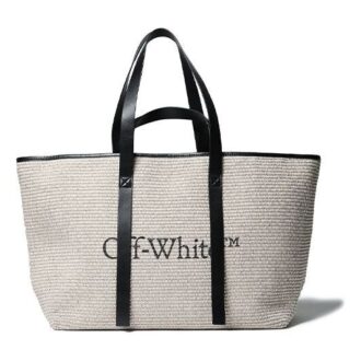 Sac à bandoulière Off-White avec logo imprimé, beige