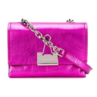 Sac à bandoulière Off-White Binder Clip rose métallisé