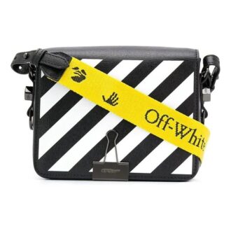 Sac à bandoulière Off-White Stripe Binder Clip Noir / Blanc / Jaune