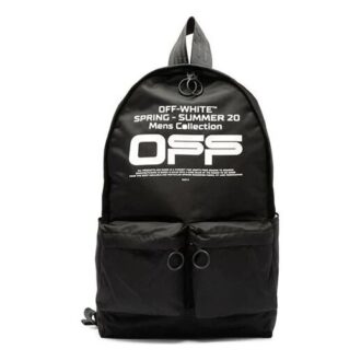 Sac à dos Off Slogan Printing noir avec logo ondulé