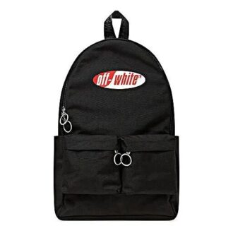 Sac à dos rouge et blanc avec logo et multiples poches, sac d&rsquo;école, noir