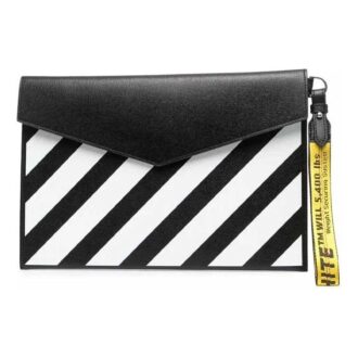 Sac à main enveloppe en cuir unisexe noir et blanc