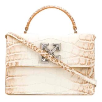 Sac à main Off-White Jitney 1.4 motif crocodile Blanc