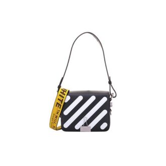 Sac messager Off-White en cuir de vachette rayé noir « Black White »