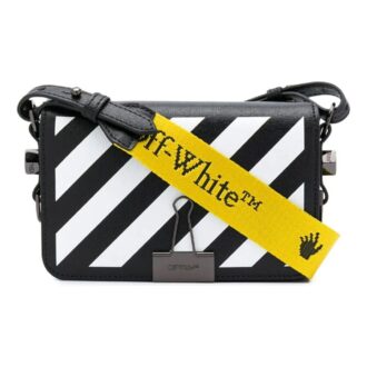 Sac messager Off-White à rayures et Binder Clip, noir