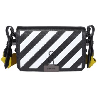 Sac messager Off-White à rayures et Binder Clip, noir