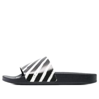 Sandales industrielles « Diagonal Stripe – Noir Blanc »