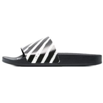 Sandales industrielles « Diagonal Stripe – Noir Blanc »
