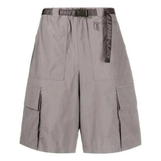 Short casual Off-White pour homme, collection automne-hiver 2022, couleur unie, plusieurs poches et ceinture, gris