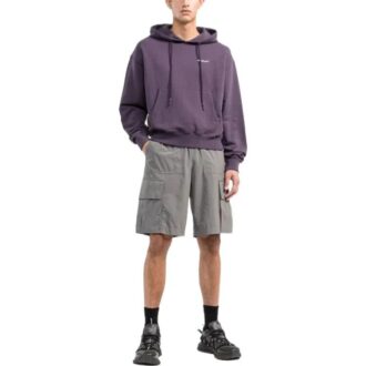 Short casual Off-White pour homme, collection automne-hiver 2022, couleur unie, plusieurs poches et ceinture, gris