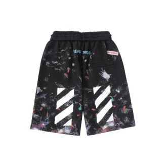 Short casual Off-White pour homme SS21, imprimé ciel étoilé et éclaboussures d&rsquo;encre, noir