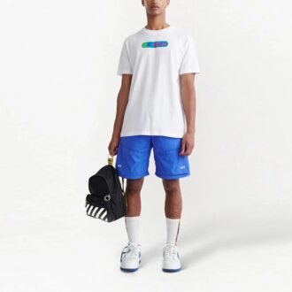 Short décontracté à cordon de serrage imprimé à rayures diagonales et logo Off-White pour homme, collection FW22, version bleue