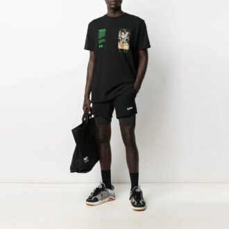 Short de cyclisme ample à imprimé alphabétique Off-White pour homme, collection SS21, noir