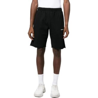 Short de sport droit à logo chaîne et flèche, noir