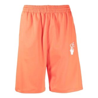 Short droit à taille élastique avec logo de la marque Off-White pour homme, collection printemps-été 2022, version standard, orange