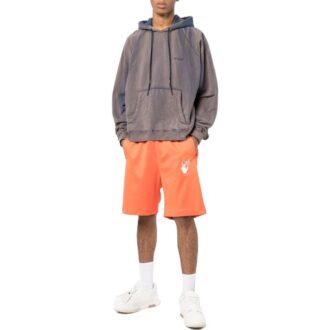 Short droit à taille élastique avec logo de la marque Off-White pour homme, collection printemps-été 2022, version standard, orange