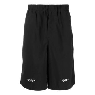 Short FW22 unie avec logo imprimé et taille élastiquée, version noire